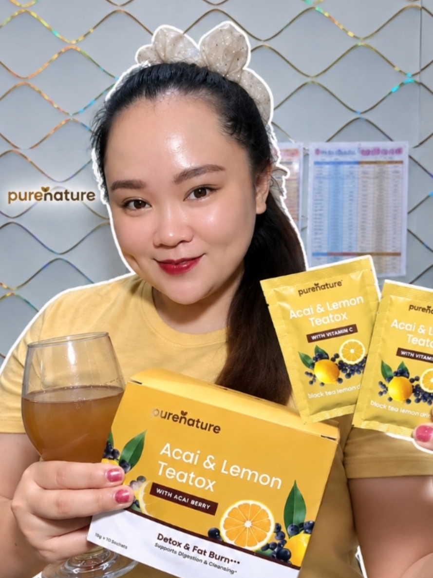 Pure Nature Acai & Lemon Teatox 🍋🧊  A refreshing black tea lemon drink with acai berry and Vitamin C. Check the yellow basket! 💛 @Pure Nature Healthy Drinks  #purenature  #acaiandlemonteatox  #blacktealemondrink  #acaiberry  #affiliateph 
