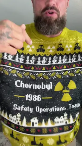 Going nuclear this Christmas! ☢️🎄😂 Chernobyl 1986 meets ugly Christmas sweater season with a radioactive twist! Check the product link for current pricing and availability. . #Chernobyl1986 #NuclearChristmas #UglyChristmasSweater #ChristmasOutfit #TikTokShop