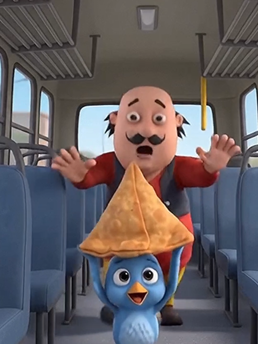 Aj dekho Motu ka samosa chooza ly gaya🚌🐥🥟🤣#foryoupage❤️❤️ #Motupatlu #Ai #kidscartoons #viralvideos 