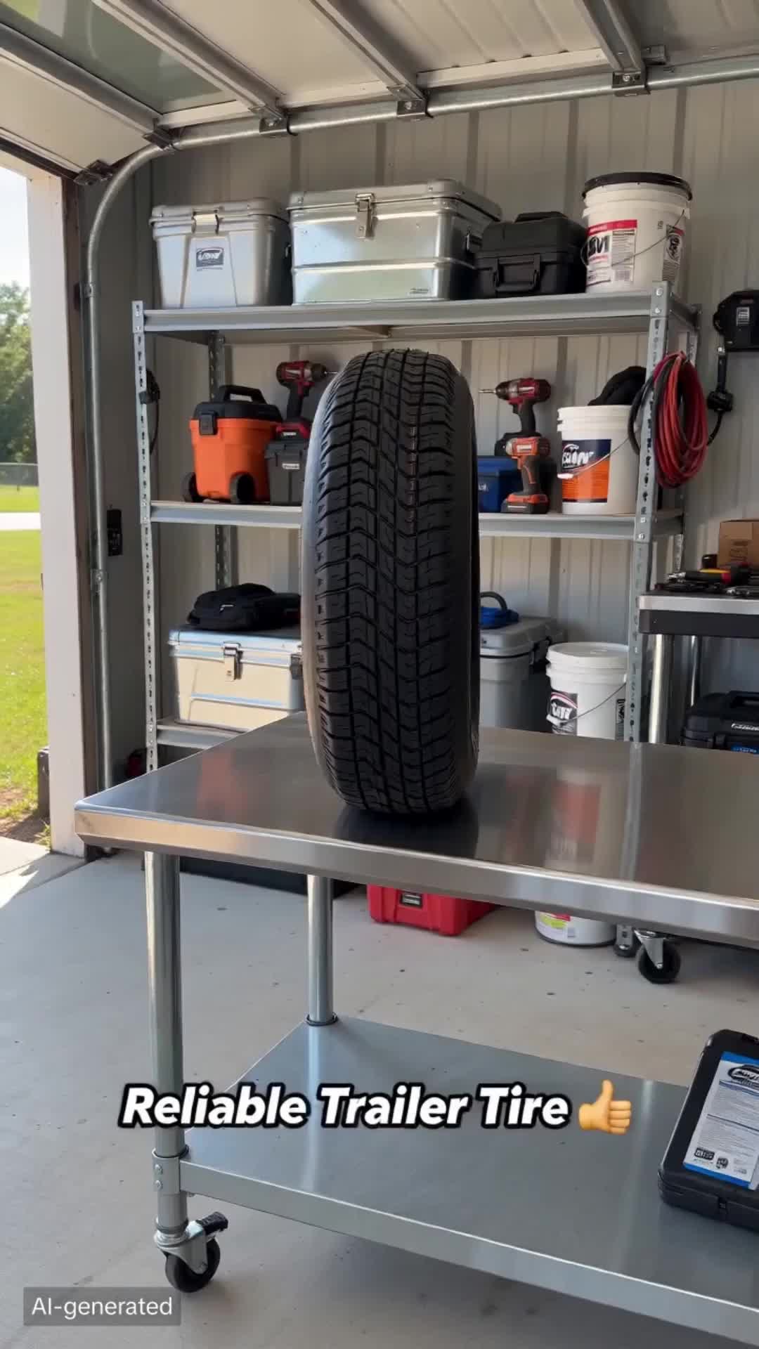This ST205/75D14 6PR pre-mounted trailer tire with 5-lug black steel wheel carries up to 1760 lbs, built for heavy-duty towing on camp, boat and farm trailers! #TrailerTire #STTrailerTire #BoatTrailer #CampingTrailer #UtilityTrailer #TowingGear #TrailerParts