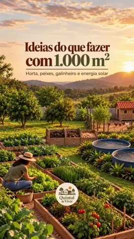 O mercado fica longe. A comida, não. 🌱 Neste terreno, o quintal trabalha em conjunto: a horta fica a poucos passos da varanda, a sobra da cozinha vira adubo na composteira, a chuva do telhado enche a caixa, os peixes crescem em caixa d'água e as galinhas ciscam ao lado do pomar. E ainda sobra lugar para 5 carros na sombra, rede no pergolado e café na varanda olhando tudo isso crescer. 📐 As medidas Terreno: 25 × 40 m (1.000 m²) 🏡 Casa térrea – 14 × 10 m (140 m²) ☕ Varanda – 14 × 3 m 🚗 Garagem coberta, 5 vagas – 13 × 6 m ☀️ Energia solar – placas no telhado 💧 Captação de água de chuva – 2,5 × 2,5 m 🥬 Horta – 10 × 6 m (60 m²) ♻️ Compostagem, 3 baias – 4 × 1,5 m 🐟 Peixes em 2 caixas d'água de 1.000 L – 4 × 2 m 🍊 Pomar com 8 frutíferas – 19 × 12 m 🐔 Galinheiro – 6 × 9 m 🌿 Lazer com pergolado e redes – 8 × 10 m Itens: 702,25 m². Os outros 297,75 m² ficam para jardim, caminhos e gramado. Ideias para inspirar, criadas com IA. Para construir, conte com um projeto profissional. 📲 Mande pra quem quer viver do quintal. 💬 Comente a medida do seu terreno: ela pode virar o próximo vídeo. #vidanocampo  #horta  #hortaemcasa #casadecampo #chacara 
