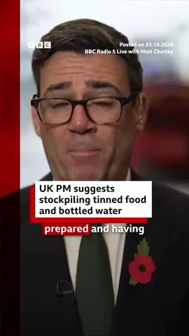 The prime minister has advised people to stock up on tinned food and bottled water in order to be prepared for emergencies, like threats posed by Storm Austen and Storm Boelo. In response, Conservative leader Kemi Badenoch said that 