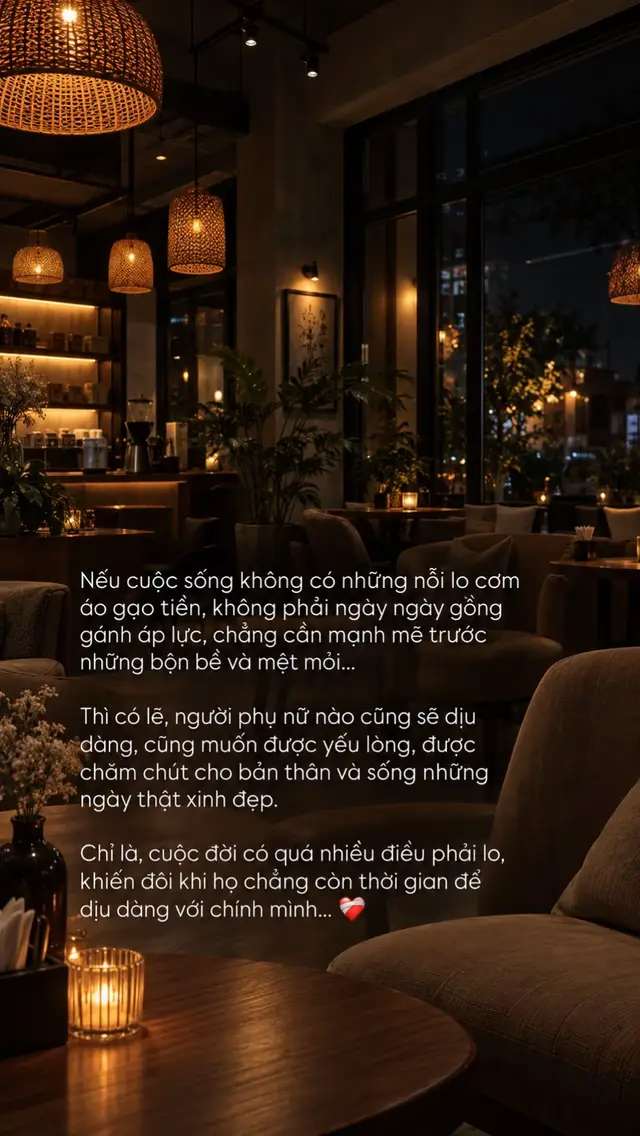 “Có khi điều người phụ nữ cần nhất không phải là một ngày thật đặc biệt, mà chỉ là được nghỉ ngơi một chút, được ai đó hỏi han và nhớ chăm sóc chính mình.” Chúc cho cô gái ấy sớm tìm được hạnh phúc. 🌿 Và nếu ngoài kia cũng có một người như thế… mong họ cũng sẽ bình an #fypシ゚viral #story #tamtrang #baihoccuocsong #foryou 