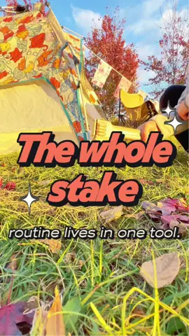 Family camping in cooler weather? 🍂⛺ No more scattered gear. No more unnecessary hassle. Get set up with ease, gather around the campfire with your family, and watch the autumn sunset together. ❤ 8 stakes. 8 slots. One smarter camping routine. Less hassle. More family memories. Grab yours while it's on sale! #familycamping #Weeklydeals #campingwithkids #fallcamp #campingessentials 