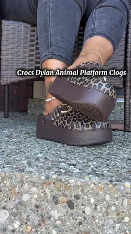 Crocs Dylan Animal Platform Clogs in leopard print! These women’s platform clogs feature a bold animal print, metallic buckle, and chunky platform style. Perfect for adding personality to a casual outfit. #Crocs  #CrocsDylan  #LeopardPrintShoes  #platformclogs  #Fallfashion@Crocs 