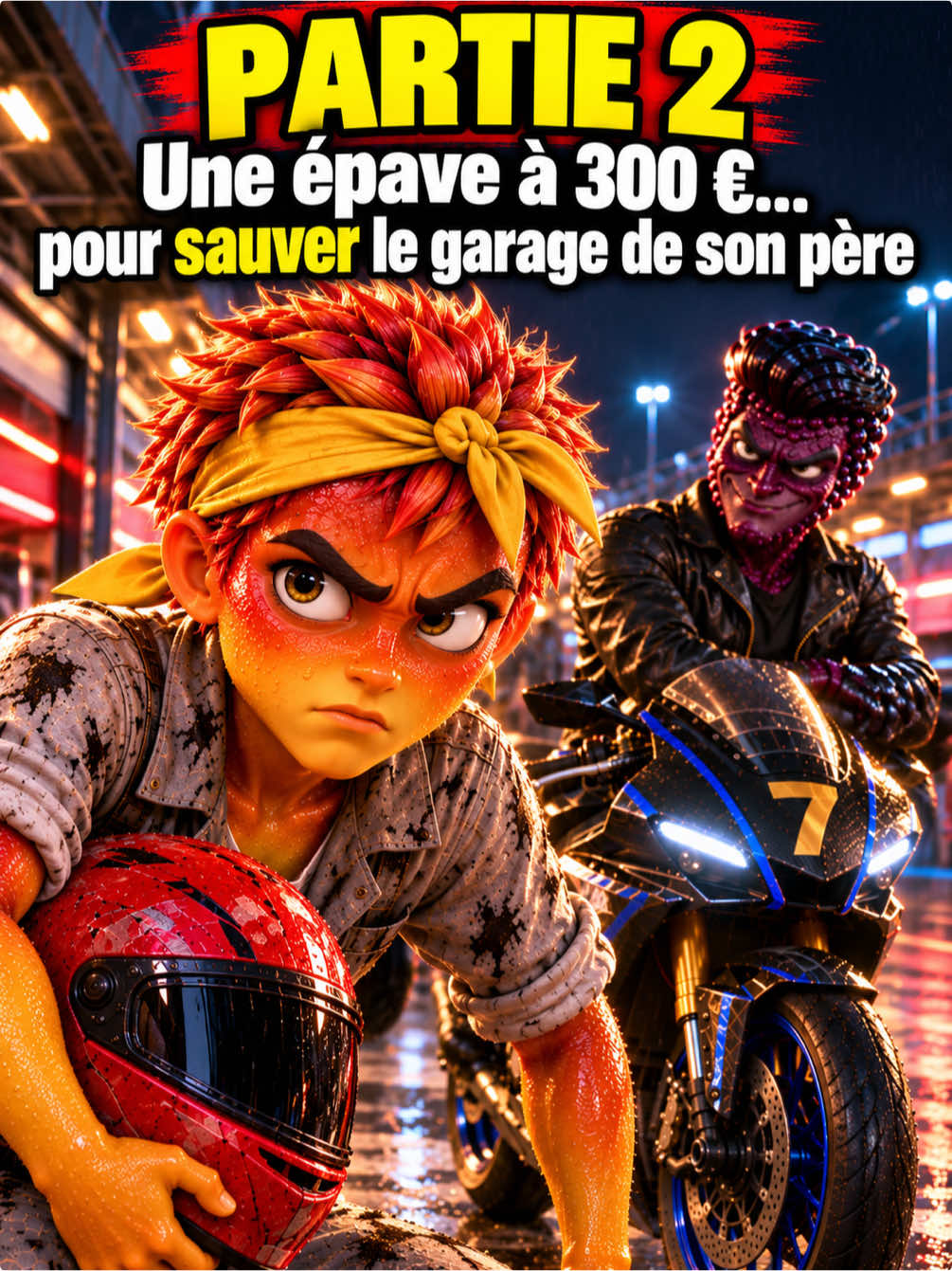 Une épave à 300 €… le début d’une histoire qui va tout changer. 🏍️🔥 Partie 2, ça devient sérieux !  #Histoire2Fruits #Drama #AnimationIA #Storytime #TikTokFrance