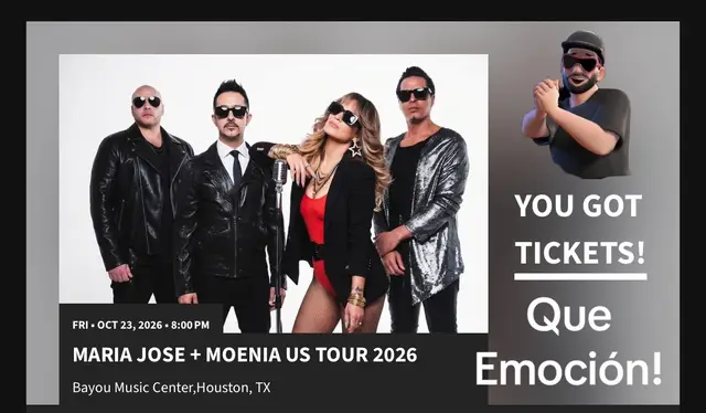 Después de 13 años, finalmente podré verlos de nuevo en vivo! 🙌  Que emoción!  @lajosa y @moeniamx  #ustour2027 @bayoumusiccenter  Houston, Tx  10-23-26 Venga! 🙌 Livenation, Livenation Latino y Livenation Houston siempre organizando eventos impresionantes! 🙌 Boletos por www.livenation.com #moeniamx  #mariajose  #bayoumusiccenter  #livenation 