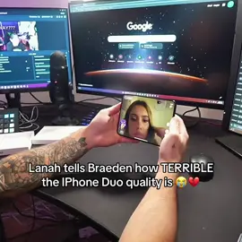 Braeden calls Lanah on his new IPhone Duo but the quality was bad  #braeden #lanahcherry #twitchclips #fyp #trending 