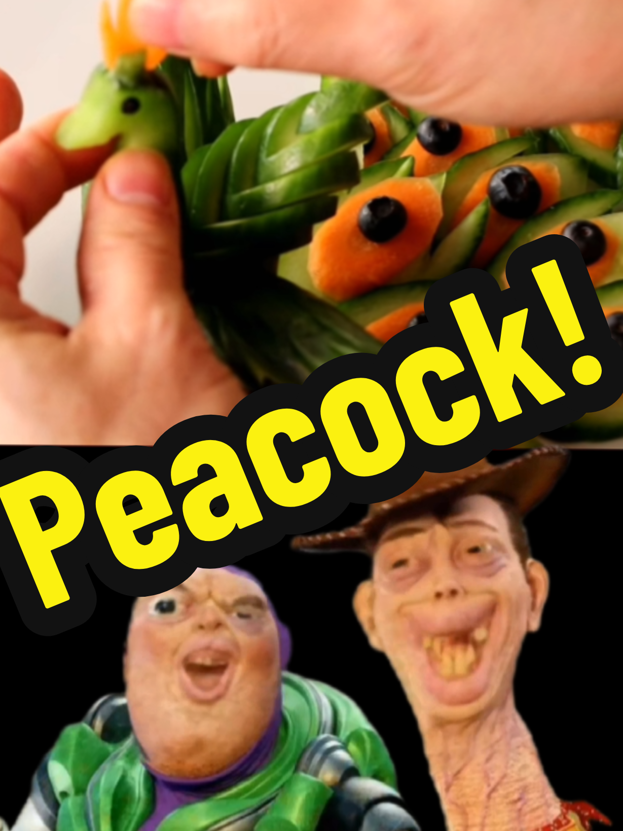 Food Art Peacock with Buzz and Woody Woah #FoodTok #movie #woah #toystory #buzzandwoody @MiGaZillions 