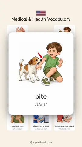 🩺 12 Medical & Health Words in English! 🏥 Can you name them all? 👀✨ 🩹 Puncture Wound • Bite • Sting 🩸 Blood Test • Urine Test • Stool Test 🔬 Swab Test • Pregnancy Test • Allergy Test 💉 Glucose Test • Cholesterol Test • Blood Pressure Test 📚 Learn English with pictures! 🔗 Download app via link in bio! ❤️ Save & share! #VocabStudio #LearnEnglish #MedicalVocabulary #HealthVocabulary  #creatorsearchinsights 