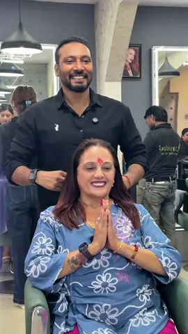 A beautiful lady from Bharatpur, Chitwan, visited Samriddhi Hair Dressing with a dream of blending her grey hair. However, her hair had multiple layers of previous color, and the recent application of henna made the process even more challenging. Keeping her hair health as our priority, we explained the risks and suggested a safer, subtle highlight approach as the first step toward her desired result.  Our team carefully lifted her hair, deposited a beautiful Ash Brown shade, and completed the transformation with a Protein Treatment for a smoother, healthier-looking finish.  Her happiness after seeing the result made our day!  She also promised to consult a professional before applying any color or henna in the future. Remember: Always consult a professional before coloring previously treated hair. Your hair history matters! 📍 Samriddhi Hair Dressing - Where Expertise Meets Care. #SamriddhiHairDressing #SamriddhiAcademy🧑‍🎓👩‍🎓 #LuvstinoProfessional #HairColorCorrection #GreyHairBlending 