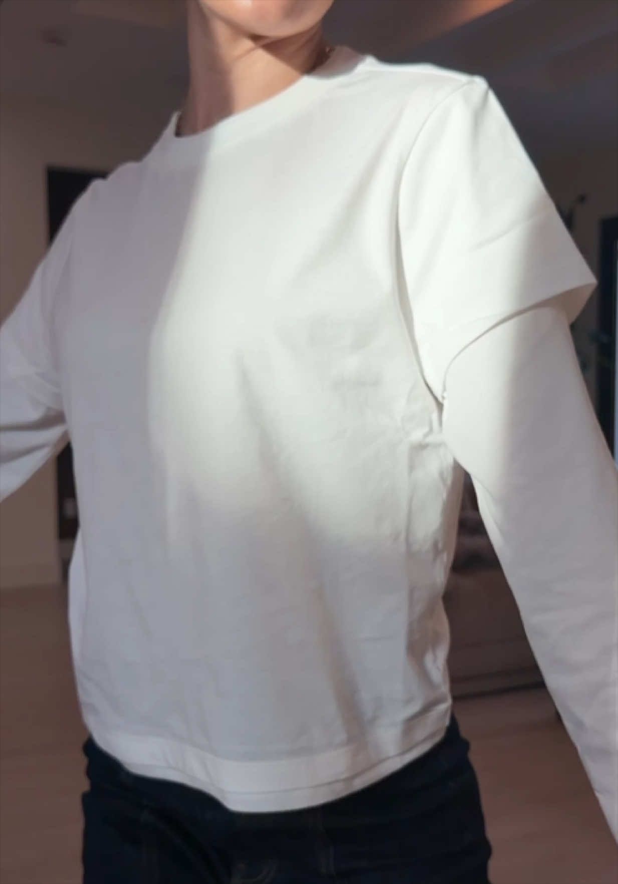 100% cotton layered long sleeve tee 🤍🤍☁️ @GOOD AMERICAN size small!