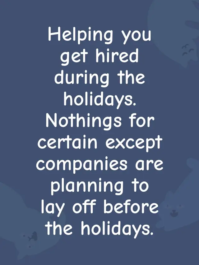 Helping you get hired during the holidays. Nothings for certain except companies are planning to lay off before the holidays. The holidays are coming. So are the layoffs. Companies are protecting their bottom line. Who’s protecting yours? If you’re an executive or experienced professional, here’s the hard truth: Your severance has an expiration date. Your bills don’t. Waiting until the money runs out to invest in your next move? That’s an expensive strategy. You don’t need to panic. You need a plan. If you can’t afford to spend 18 months searching for your next role, start taking action now, not when your severance is almost gone. Here’s your next move: 1.	Check out my profile to learn how I help executives and professionals navigate their next career move. 2.	Watch the free training: https://funnels.referenceme.ai 3.	After the training, schedule a free consultation so we can discuss your situation and whether we’re a fit. Your company is making decisions about its future. It’s time to take charge of yours.