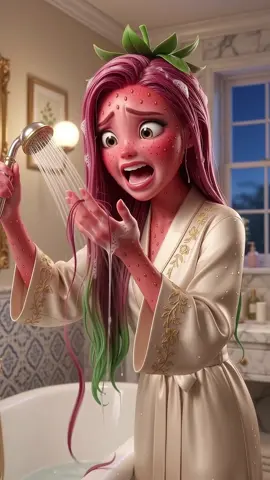 Strawberrina started losing her hair😔 #fruitstory #aifruit #sadstory #fruitanimation #aistory 