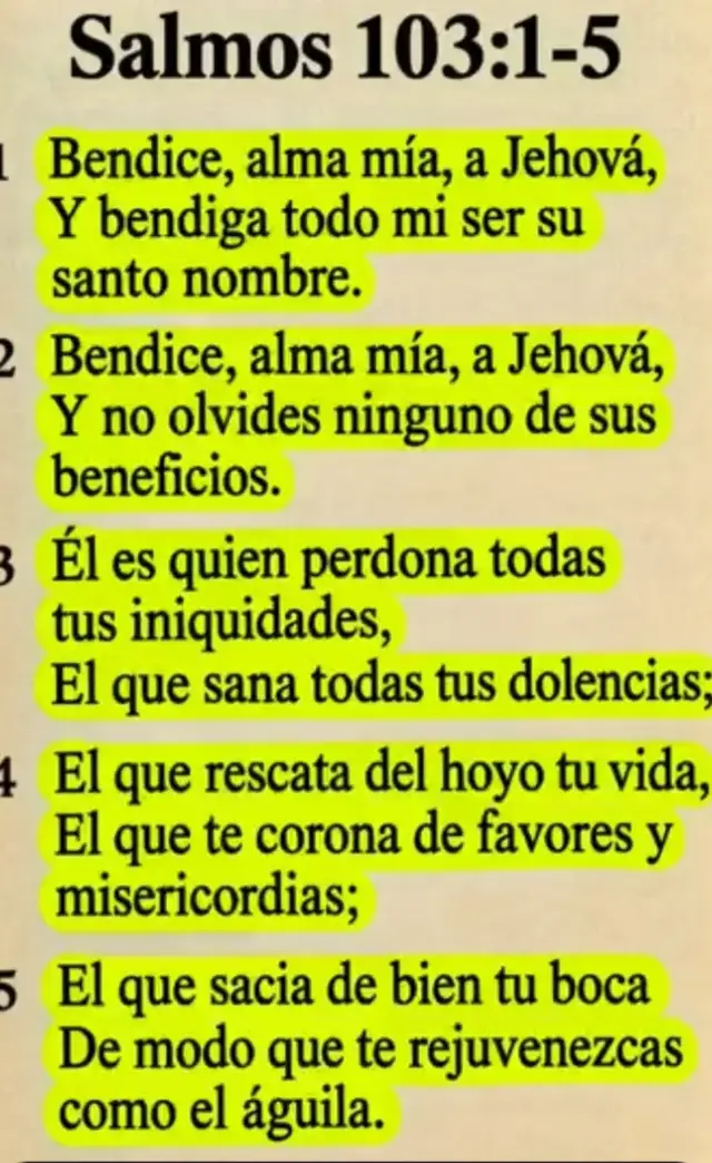 El Señor es quien perdona todas tus iniquidades y sana todas tus dolencias. Como dice Salmos 103:1-5, 