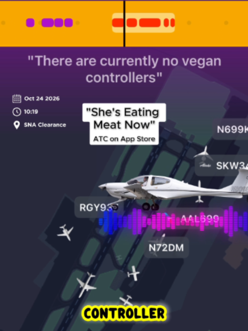 😂 Pilot Asks If the Controller Is Vegan… “She Eat Meat Now!” 🍩✈️ | ATC on App Store 📍 John Wayne Airport (SNA), California 📅 October 24, 2026 — 10:19 #FunnyATC #PilotLife #Aviatio#airtrafficcontrol