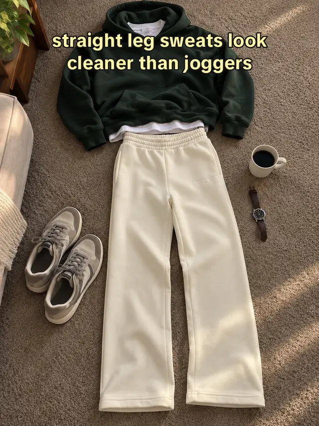 straight leg sweats with a quarter zip or half zip. Comfrt Minimalist Straight Leg Sweatpants #comfrt #mensfashion #fallfits #tiktokshop #TikTokShopBlackFriday 