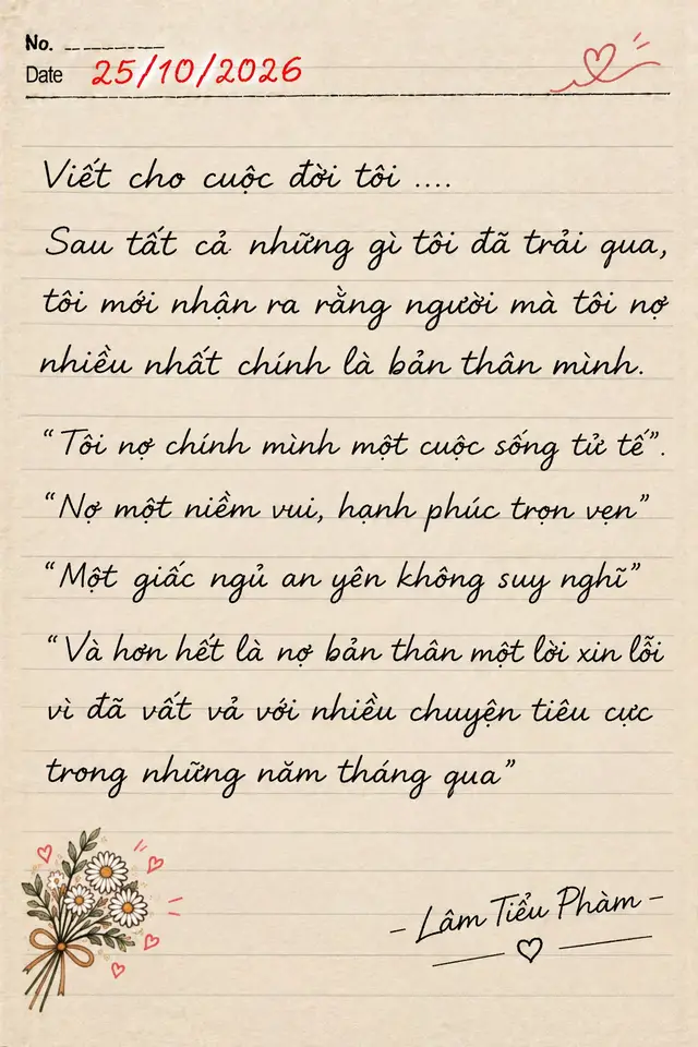 Tôi nợ chính bản thân mình..:))