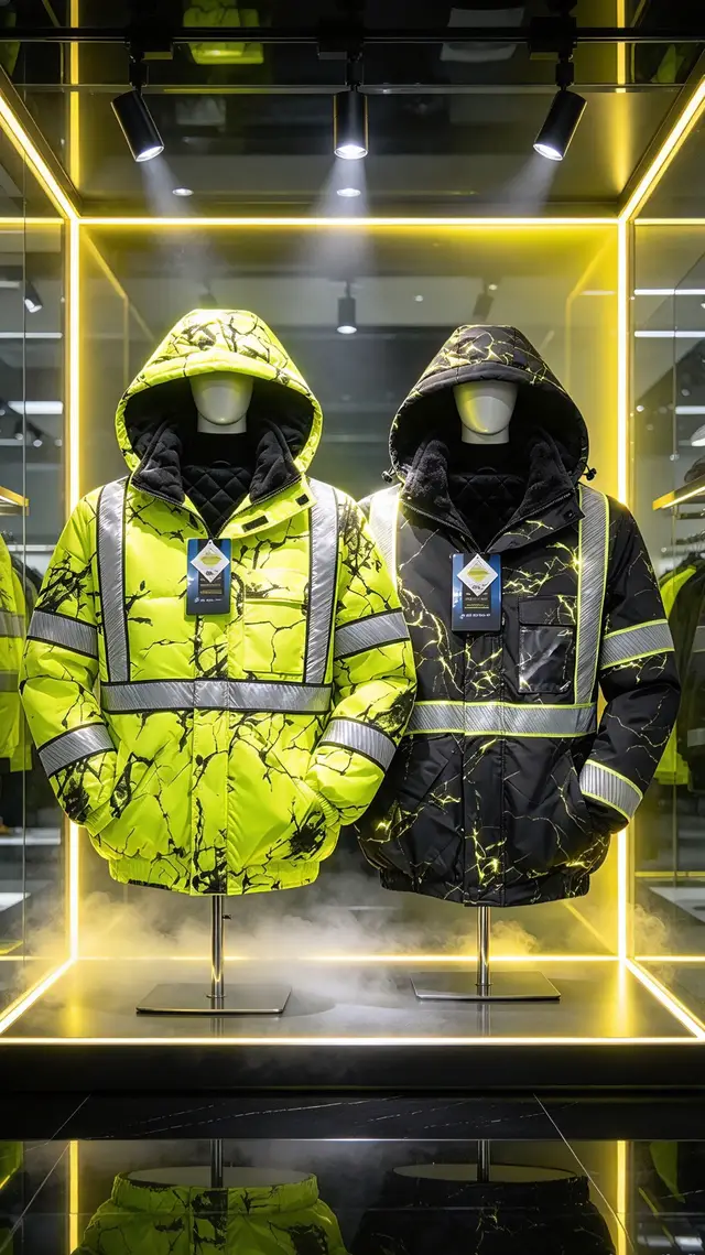 Men's 203S Winter Camo Bomber Jacket - Men's Clothing, Street Style, Warm Long Sleeves, Collared Neck, Removable Hood, Reflective Tape Safety Work Outerwear (Lime, Black)#meme #sports #fyp #tiktokshop #foryoupage 