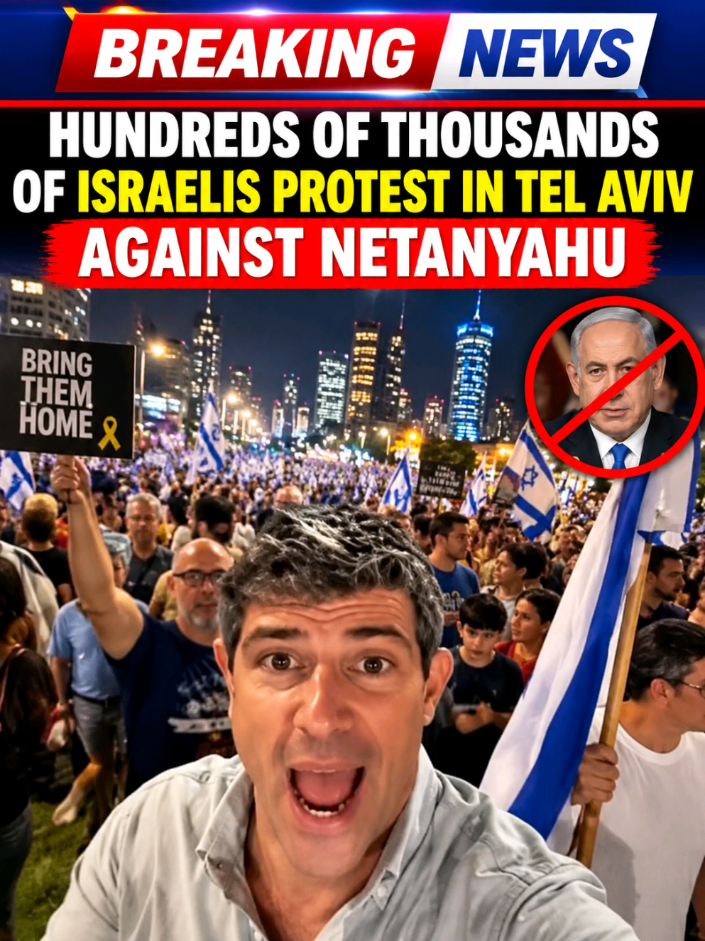 Thousands Gather in Tel Aviv for Protests Against Netanyahu Large crowds gathered in Tel Aviv as protesters voiced their opposition to Benjamin Netanyahu government and called for political change. What do you think about these demonstrations?  #TelAviv #IsraelNews #BreakingNews #WorldNews #PoliticalNews