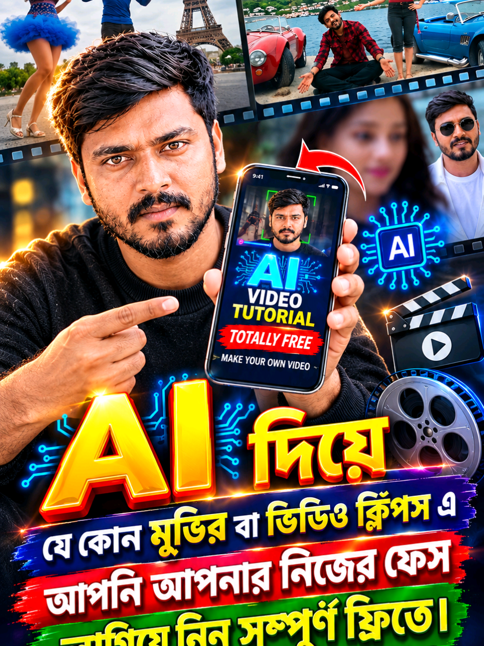 AI দিয়ে যে কোন মুভি বা গানের ক্লিপসে নিজের ফেস কিভাবে সম্পূর্ণ ফ্রিতে লাগাবেন। সম্পূর্ণ ভিডিওটি দেখুন তাহলে সহজেই আপনি নিজেই বানাতে পারবেন। #Singapore #mithunmartin #Bangladesh 