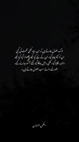 لوگ بھول جاتے ہیں کہ ان سے کتنی محبت کی گئی ان کو کتنا چاہا گیا، ان کے لیے کیا کچھ چھوڑا گیا کیا کچھ داؤ پر لگایا گیا، کتنی راتیں جاگا گیا کتنے آنسو بہائے گئے، بھولنے والے سب بھول جاتے ہیں۔ #deeplines #foryou #trending #viral #urduadab