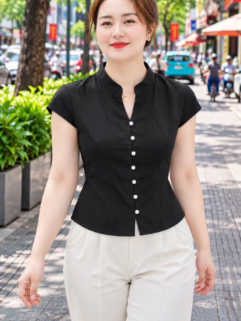 [B1] - SƠMI CÚC NGỌC - CỔ TÀU, Mềm Mại, Phom Suông Dễ Mặc, Chất Liệu Xước Tơ Nhật Mặc Mùa Hè Giặt Tay Máy Vô Tư Đơn Giản Tinh Tế .#zocoby #chinhhangsaledam #saleluongve #salevuifreeship #tiktokshop