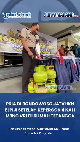 BONDOWOSO - Pria berinisial MPF di Bondowoso diamankan polisi setelah diduga empat kali m3ncvr1 tabung gas LPG 3 kg milik tetangganya.  Aksi terakhirnya terbongkar saat kepergok korban pada 11 Oktober 2026.  Total tujuh tabung gas diduga d1cvr1 dengan kerugian ditaksir mencapai Rp1,53 juta. Kini, pelaku menjalani proses hukum. #suryamalang #bondowoso #elpiji #beritaviral 