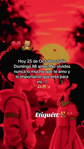 Hoy 25 de Octubre ¡Feliz Domingo Mi amor! No olvides nunca lo mucho que te amo y lo importante que eres para mi...! ♥️🫶🏻😻✨#frasesdenovios #frasesdeamor #amorporsiempre 