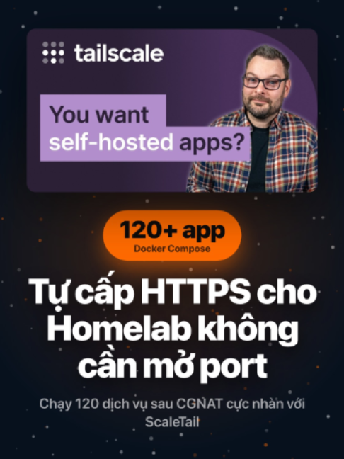 Chạy hơn 120 dịch vụ tự host mà không cần mở port, không cần mua tên miền - ScaleTail làm điều đó miễn phí hoàn toàn. Dàn homelab nhà bạn đang chạy bao nhiêu container, và bạn đang xử lý HTTPS bằng cách nào? #HanhTinker #Homelab #Tailscale #SelfHosted #CGNAT