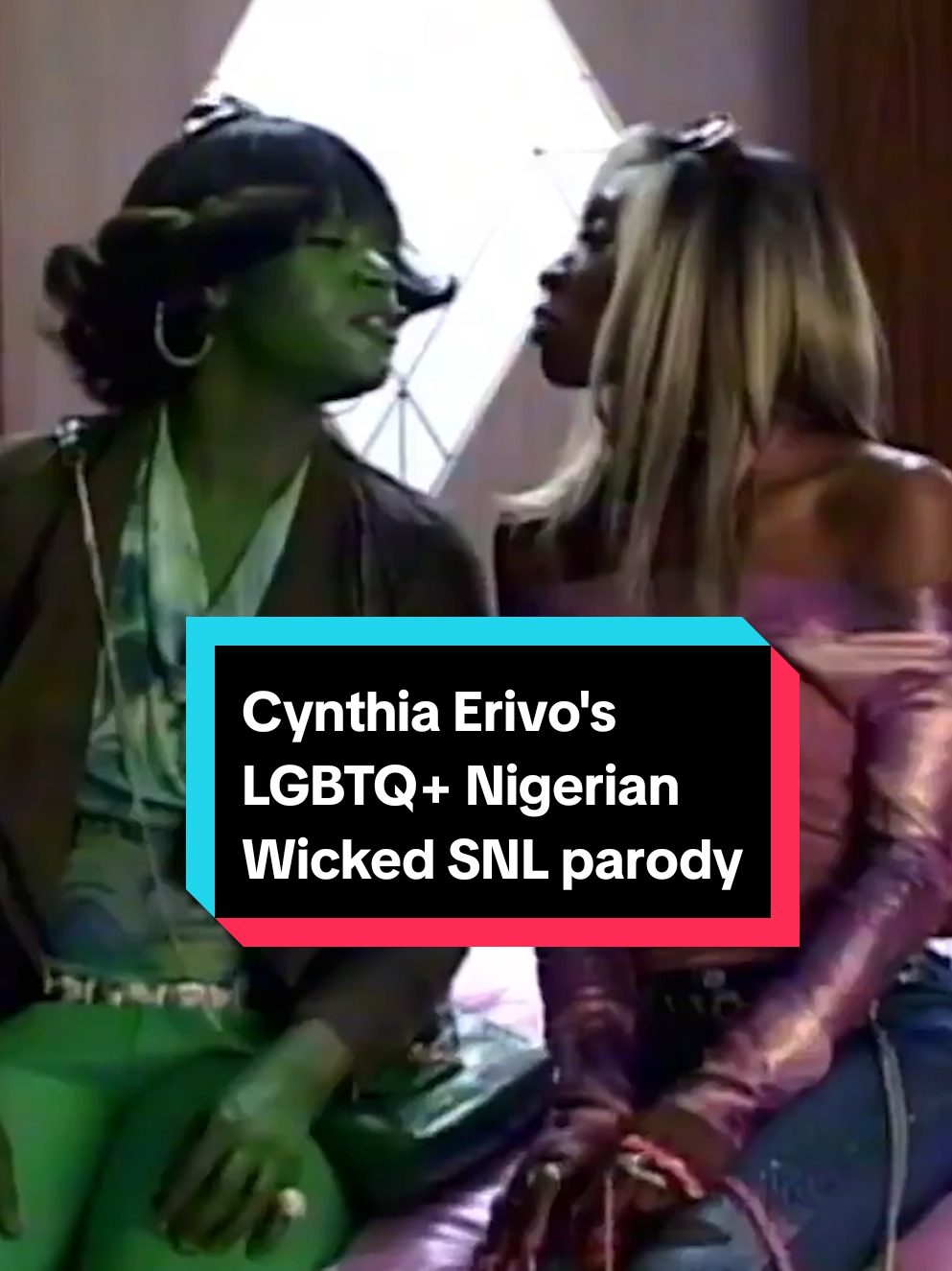 Gelphie truthers, this one's for you! Cynthia Erivo hosted the final SNL UK of 2026 and treated Wicked fans to an LGBTQ+ Nigerian parody of the hit franchise. The star, who played Elphaba opposite Ariana Grande's Glinda in the 2024 and 2025 films, flipped the script to play Glinda in this Nollywood-inspired sketch that pays homage to both her career and Nigerian heritage. Who said there'd be no third Wicked film this November? Pink really does go good with green 🩷💚 #wicked #cynthiaerivo #elphaba #glinda #snl 