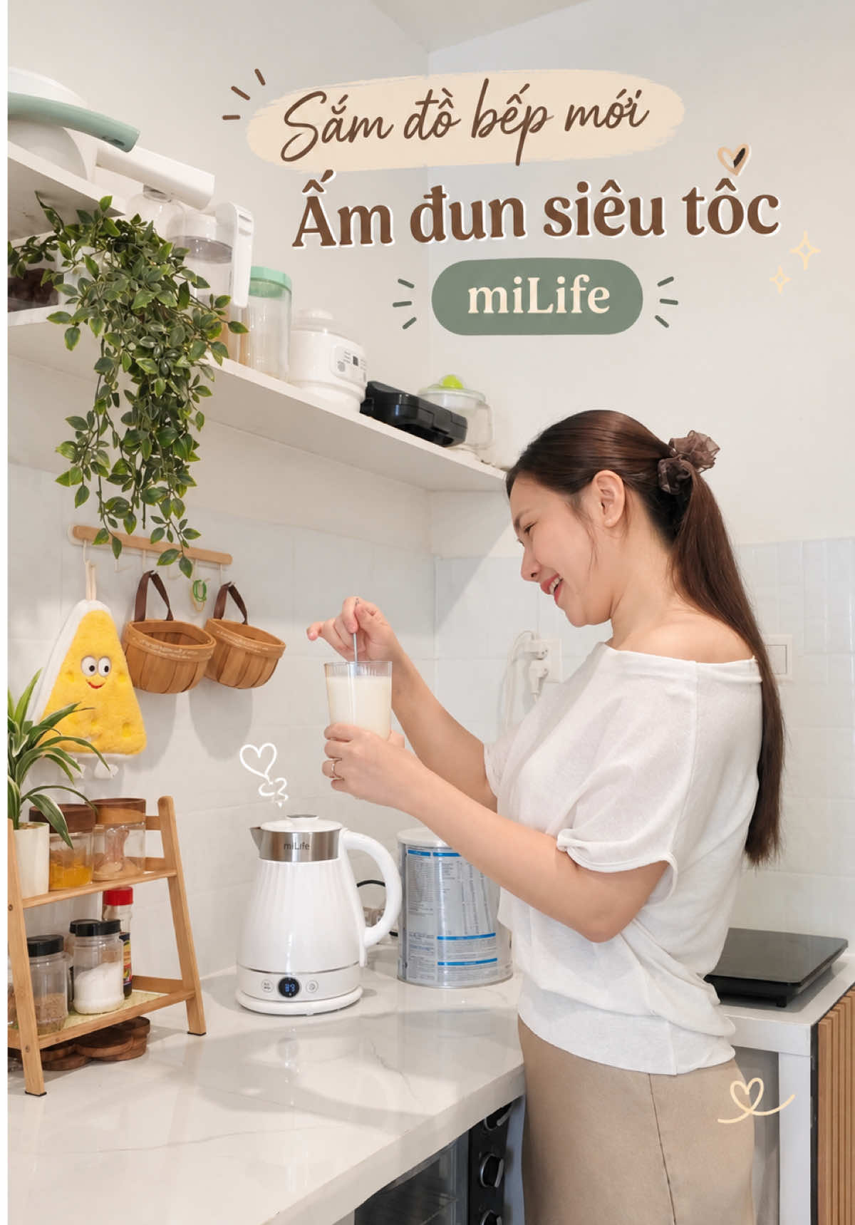 Ấm đun có thể set giữ nhiệt suốt 12 giờ, nên việc duy trì uống nước ấm mỗi ngày cũng dễ dàng hơn nhiều á mấy bà ☺️ #milife #doxingiatot #amsieutocmilife #nhacuadang #amgiunhiet 