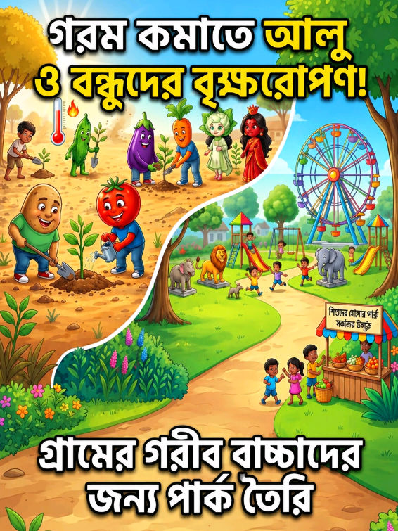 অতিরিক্ত গরম পড়ায় আলু ও তার বন্ধুদের গাছ লাগানোর পরিকল্পনা ও গরিব বাচ্চাদের জন্য পার্ক তৈরি পার্ট-২ #shortvideo #newvideo #viralvideo 