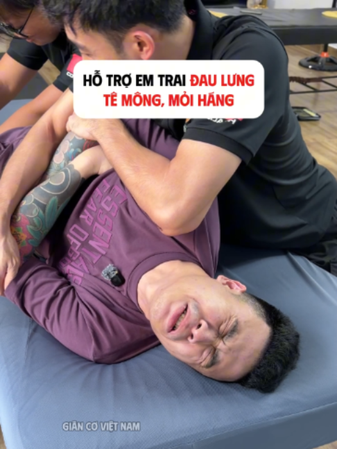 Hỗ trợ em trai đau lưng, tê mông, mỏi háng #giancovietnam #daulung #gianco #techan #giancohanoi #thankinhtoa