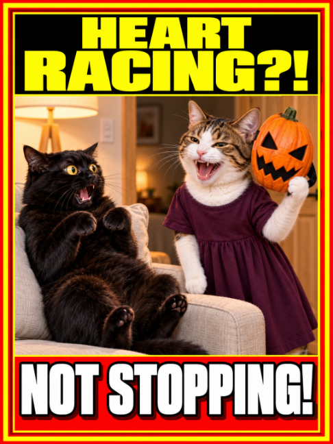 He Wanted His Heart Racing… Not Stopping#fyp #Halloween #aicat #funnycat #catvideo #catsoftiktok