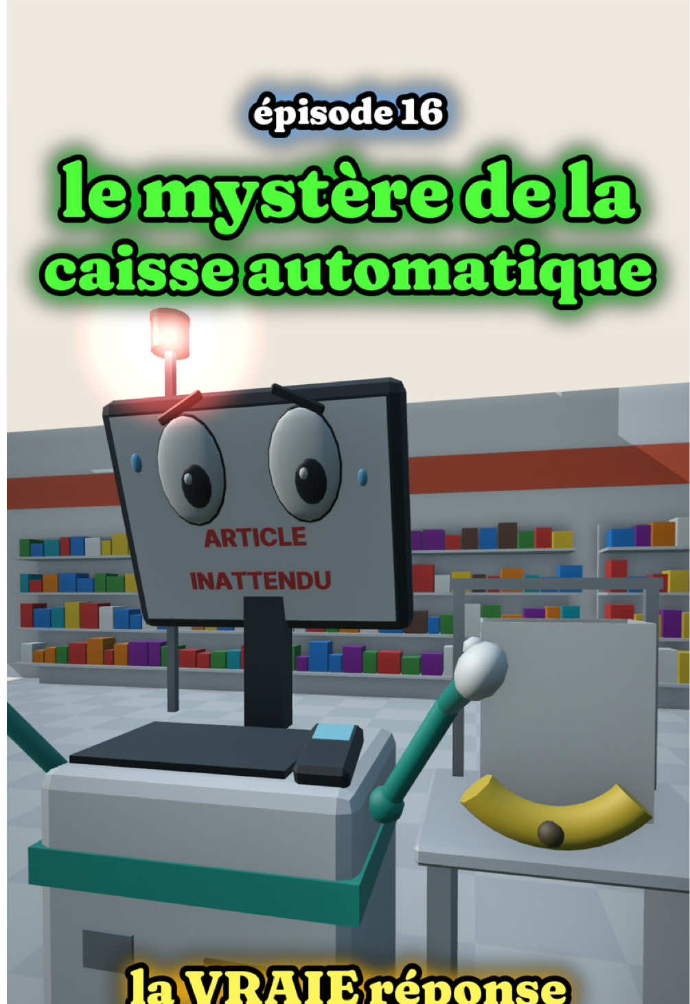 Épisode 16 : pourquoi la caisse automatique trouve toujours un article inattendu ? 🛒 Indice : ne lui organisez jamais de fête d'anniversaire. 🎂 Et vous, plutôt caisse automatique ou caissière ? 👇 #facteur #chatnoir #caisseautomatique #absurde #humour