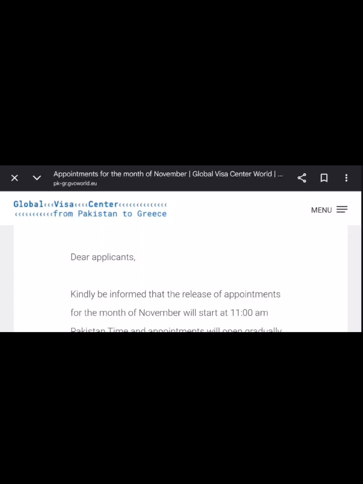 Greece 🇬🇷 D-Visa November Update | Official Info from Global Visa Center Appointments release from 11:00 am PKT, will open gradually.  Source: pk-gr.gvcworld.eu Info purpose only 🙏 #greecevisa #greeceDvisa #gvcworld #globalvisacenter #pakistantogreece 