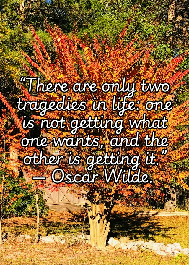 “There are only two tragedies in life: one is not getting what one wants, and the other is getting it.” ― Oscar Wilde. 