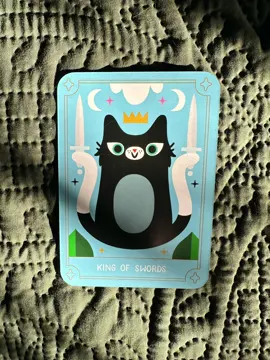 King of Swords  Pure mental clarity, sharp intellect, and zero room for nonsense!  When the King of Swords steps up, he’s reminding you to lead with your mind, not just your heart. It’s time to cut through the confusion, set firm boundaries, and look at the facts with total objectivity. Mental Clarity: Clear the brain fog and make decisions based on logic and truth. Boundaries: Using your swords to protect your peace and say a firm 'no' where needed. Authority: Owning your expertise and speaking your truth with absolute confidence. Take a step back, detach from the drama, and let logic guide your next move. Sharp mind, calm paws! #KingOfSwords #CatTarot  #MentalClarity #Boundaries  #LogicAndTruth 