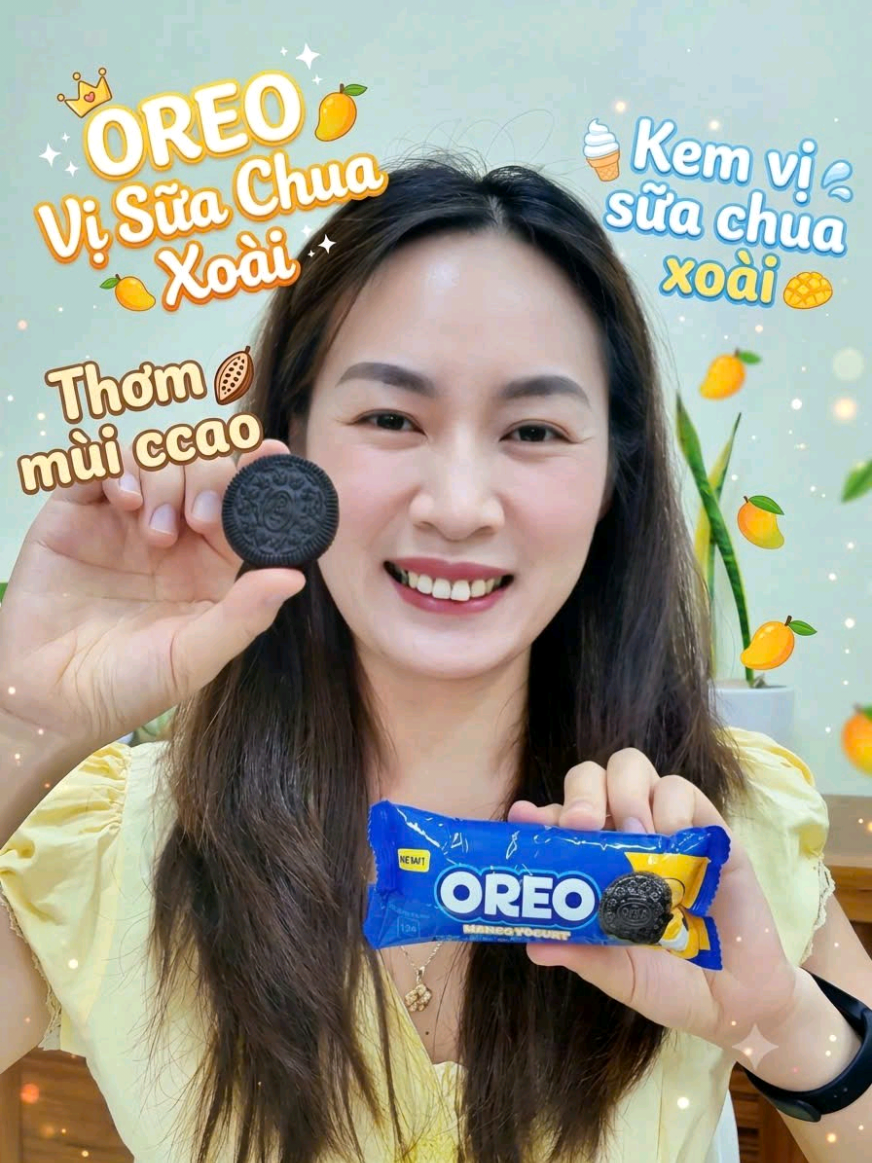 1 OREO vị Sữa Chua Xoài 🥭 Ăn trực tiếp hay chấm sữa mới cuốn? 🍪🥛 #XoayNếmChấmChỉCóOREO #OREOVịSữaChuaXoài #OREOKemVịSữaChuaXoài @oreo_vn 