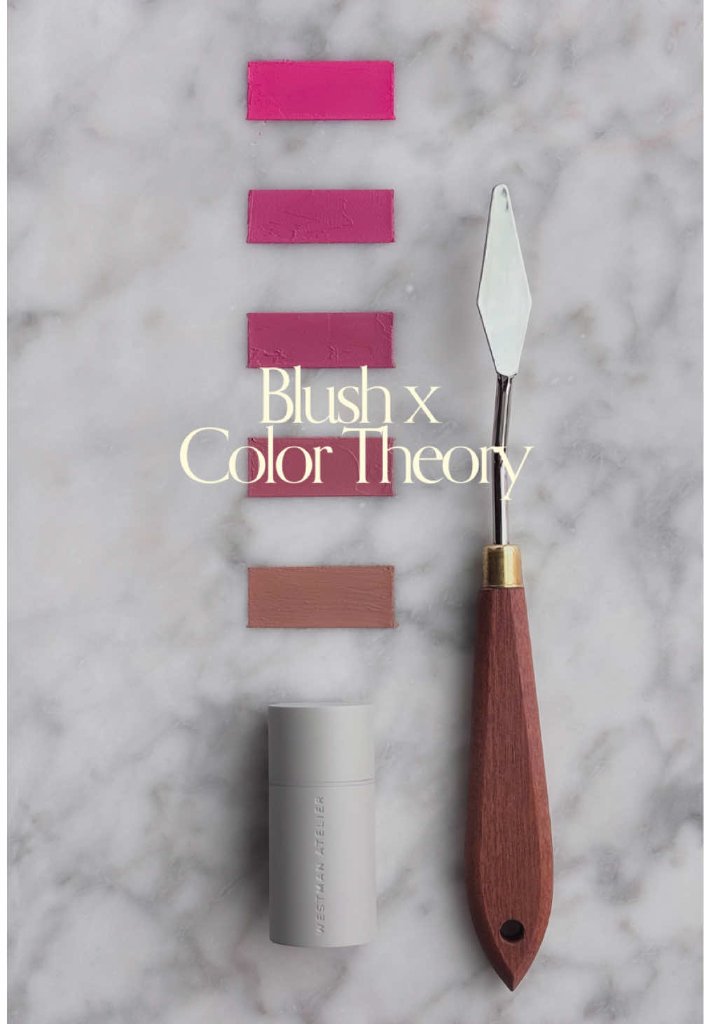 Taking a bright, cool blush and softening it with gray-brown until it’s a muted, cool blush!  The other reason a soft, cool blush may turn warm on you is if you have olive undertones. The green in your skin cancels out the cool pink/purple in blush and leaves orange behind! Using @Westman-Atelier products! #swatches #asmrmakeup #colorseasons #BeautyTok #makeupmix 