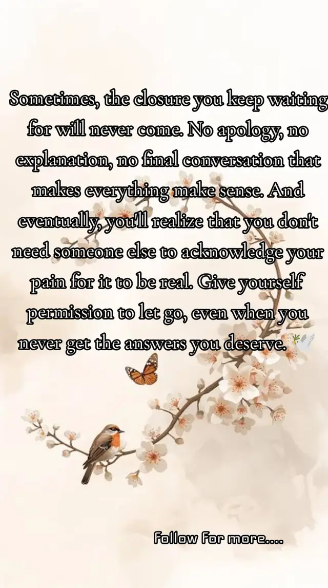 Let go, choose peace, and give yourself the closure you deserve. 🤍🕊️ #HealingJourney #LetThemGo #InnerPeace #SelfLove #emotionalhealing 