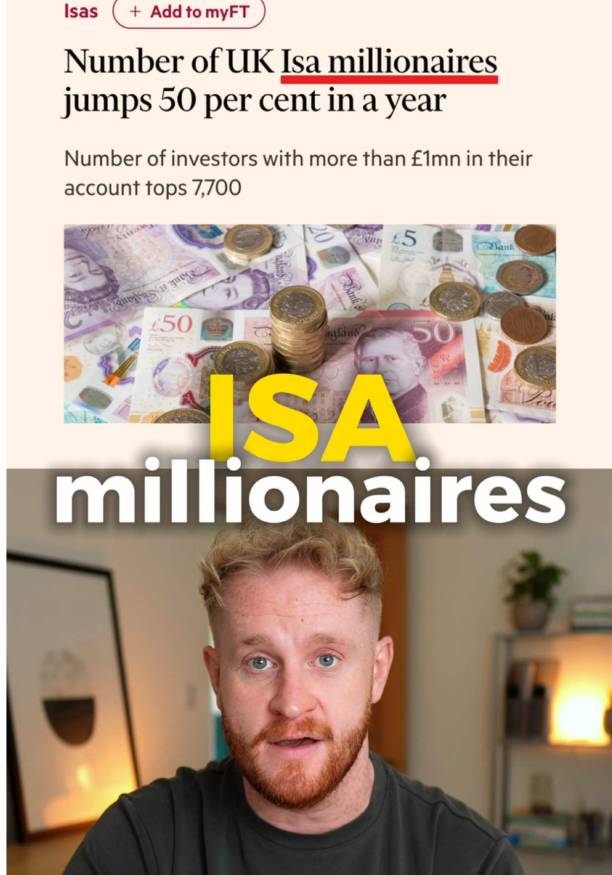 7,730 people have £1 million+ in their ISA - and that money is completely tax free! 💷 New figures by HMRC say there are now 7,730 ISA millionaires - which is an increase of 52% in one year. There’s quite a few types of ISA, but there’s no doubt that these ISA millionaires were made by using the Stocks & Shares ISA.  Of course, generating £1 million+ through investing would have required a lot of time, money, and a fair bit of luck, but getting started is very straightforward… 🔎 Pick an investment platform 🏛️ Open an account, in this case, a Stocks & Shares ISA 📊 Choose an investment - personally, I invest in ETFs Just make sure you’re investing for the long term, and that you’re not investing money that you actually need! Any questions - let me know! 💬 #PersonalFinance #investing #savingmoney #savings #moneytips 