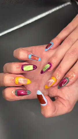 solids & Cateye  #nailinspo #naildesign #nailart #almondshapednails #nailsalon LA Cateyedesign 