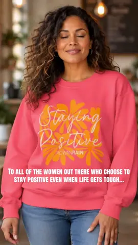Our Staying Positive sweatshirt is here! Super comfy, eco-friendly. 🌲 Design available on salmon pink, white, or black sweatshirt. Free economy shipping (U.S.). 🇺🇸 #womenstees #womensapparel #natureapparel #womenstshirts #womenssweatshirts This post uses an AI model.