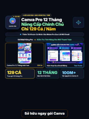 Nâng cấp Canva Pro 12 tháng Add Fam chính chủ chỉ 129 cá – Kiểm tra tính năng oke rồi mới thanh toán! 🔥 ✨ Mở khóa kho 100+ triệu mẫu thiết kế, hình ảnh, video, xóa nền 1 chạm & đồng bộ mượt mà trên PC, điện thoại, tablet. 🤖 Tích hợp Canva Code & AI: chỉ cần chat văn bản là tạo ngay game học tập, flashcard, bài kiểm tra tương tác và website không cần biết lập trình. 📩 Gửi ngay email cần nâng Pro để nhận lời mời vào nhóm trải nghiệm thực tế chỉ với 129 cá cho 12 tháng bảo hành full time! #viral #trending #CanvaPro #CanvaAI #ThietKeCanva