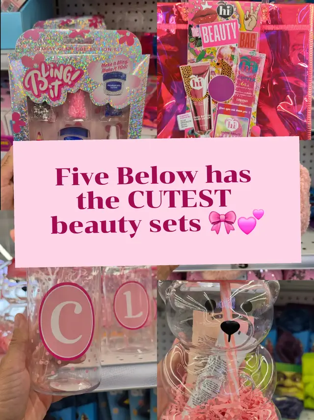 Pink packaging, lip sets, serums, skincare goodies… 🎀💕 Five Below has some seriously cute beauty finds! Which set would you pick? #FiveBelowFinds #BeautyGiftSets #SkincareFinds #fivebelow #beautyonabudget 
