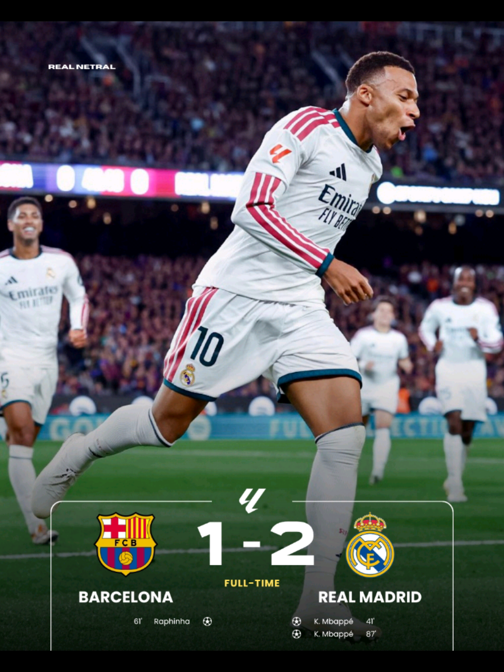Real Madrid berhasil kalahkan Barcelona di Camp Nou dengan skor 1-2🔥 #laliga #ElClasico #barcelona #realmadrid #barcelonavsrealmadrid 