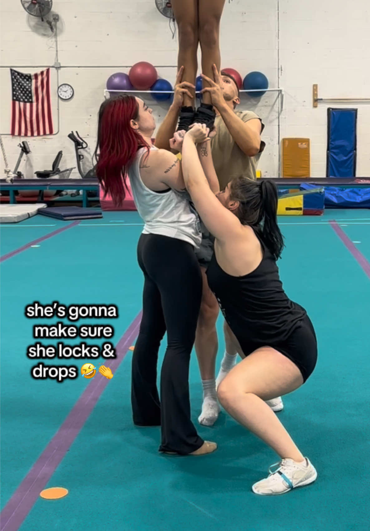one thing about Amelia… she’s gonna get UNDER that stunt 🤣👏 #base #cheer #cheerleading #hgelevate 