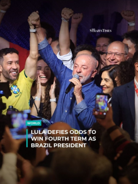#NSTTV  Brazil's leftist President Luiz Inacio Lula da Silva pulled off a dramatic comeback on Sunday as he clinched election victory against right-wing senator Flavio Bolsonaro, who trounced him in the first round.